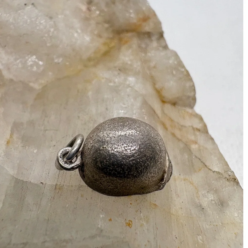 Vintage Military Combat Helmet Charm Silver Tone Non-Magnetic M1 Style Pendant